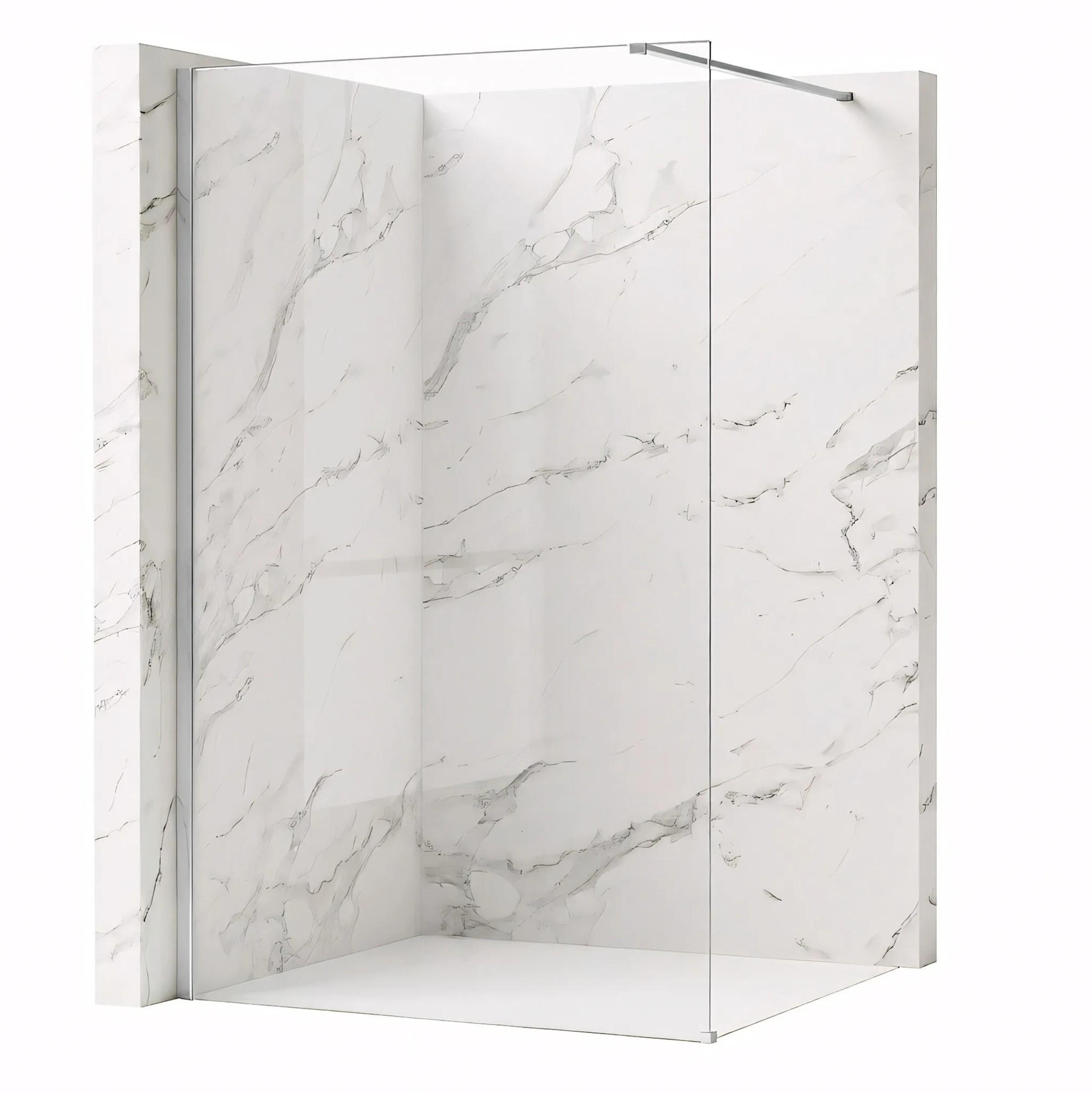 DUSCHWAND Rea Flexi Transparent / Chrome 80 - Chromfarben, Glas (120/80/195cm) - REA
