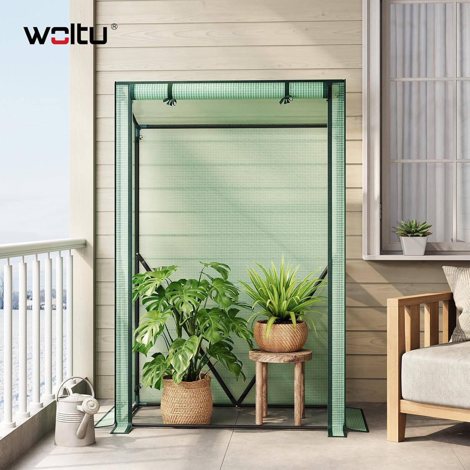 FOLIENGEWÄCHSHAUS, PE-reissfeste, 100x50x150/136 cm - Grün, Textil/Metall (100/150/50cm) - Woltu