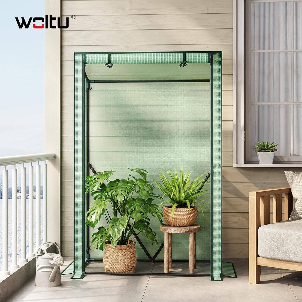 FOLIENGEWÄCHSHAUS, PE-reissfeste, 100x50x150/136 cm - Grün, Textil/Metall (100/150/50cm) - Woltu