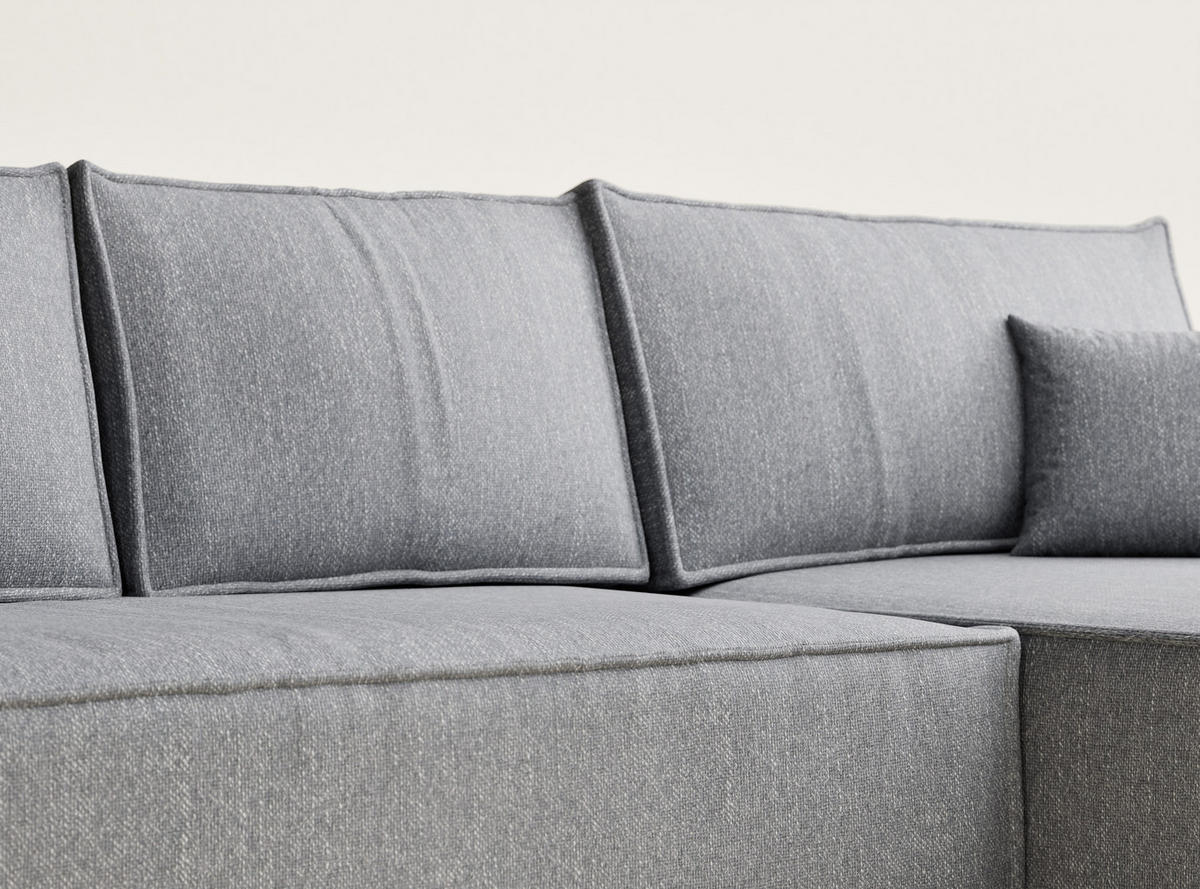 ECKSOFA MIT SCHLAFFUNKTION Maze Grau Webstoff - Schwarz/Grau, Holz/Holzwerkstoff (294/185cm) - Maison de Reve