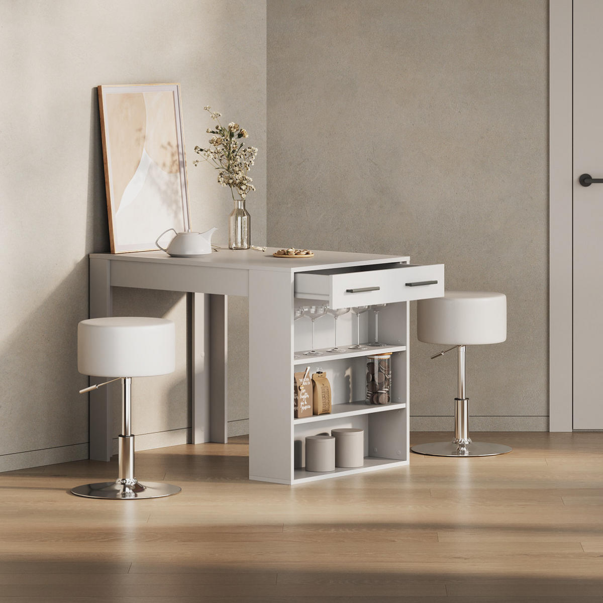 ESSTISCH Regusa Weiß 67 x 100 cm - Weiß, Holzwerkstoff (100/67/77.5cm) - Livinity®