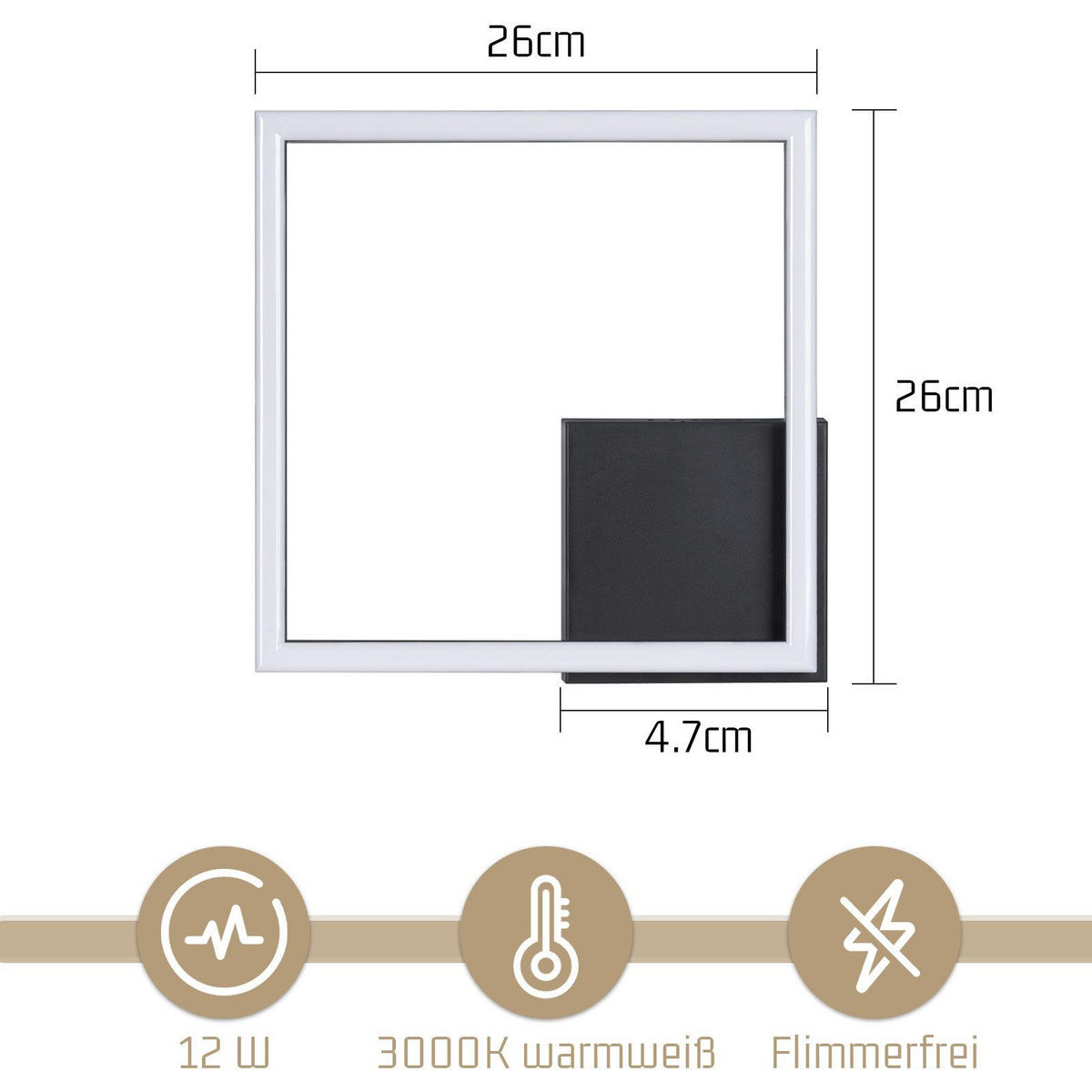 LED-DECKENLEUCHTE Madera 26/26/4.7cm - Schwarz, Kunststoff (26/26/4.7cm) - Nettlife