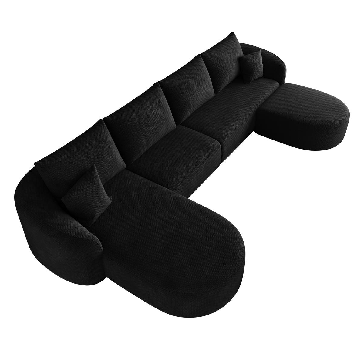 WOHNLANDSCHAFT Schwarz 336/168/85 cm 6-Sitzer Ohne Montage - Schwarz, Textil (336/85/168cm) - PANGIVO