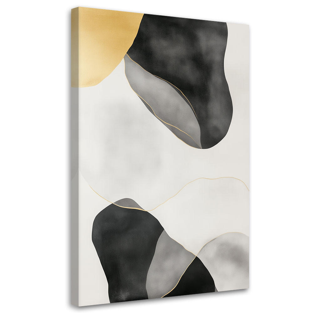 LEINWANDBILD Abstraktion in Flecken Gold Grau Schwarz 60x90cm - Grau, Textil (60/90cm) - Feeby
