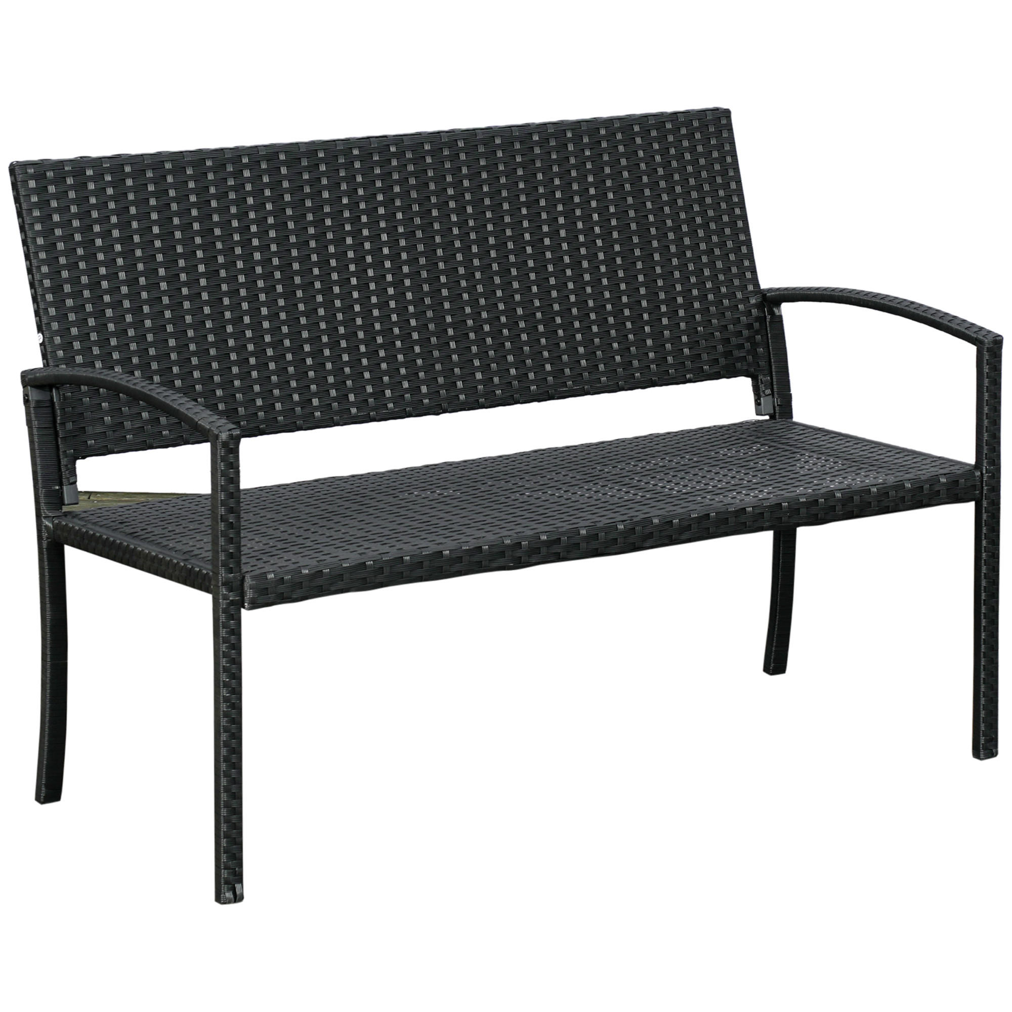 GARTENBANK für 2 Personen, bis 240 kg Belastbar, Schwarz, 122 x 60 x 85cm - Schwarz, Kunststoff (60/85/122cm) - Outsunny