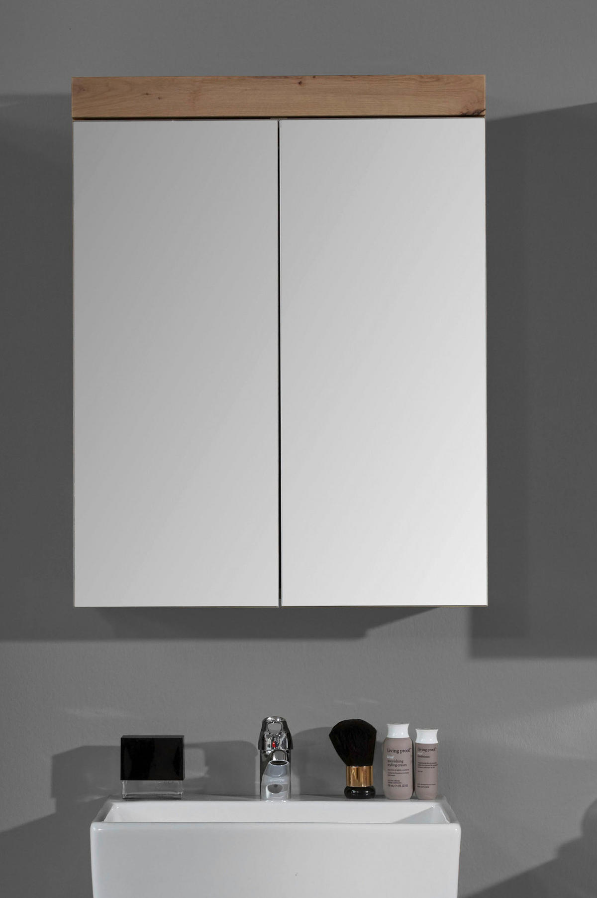 SPIEGELSCHRANK Asteiche 60 x 77 cm 2-türig, Badschrank modern - Eichefarben, Glas/Holzwerkstoff (60/77/17cm) - Top.Furn