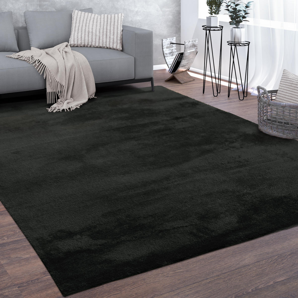 KURZFLORTEPPICH 60/100 cm Cadiz 630 - Schwarz, Textil (60/100cm) - Paco Home