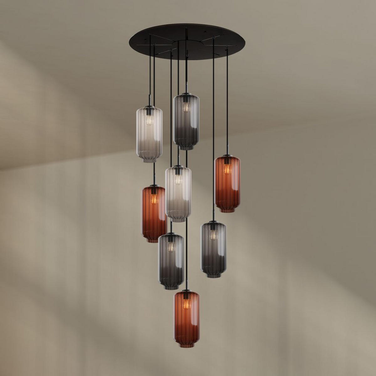 GALERIELEUCHTE Velo 8-flammig Mehrfarbig Ø 18cm - Multicolor/Schwarz, Glas (18/18/33cm) - s.luce