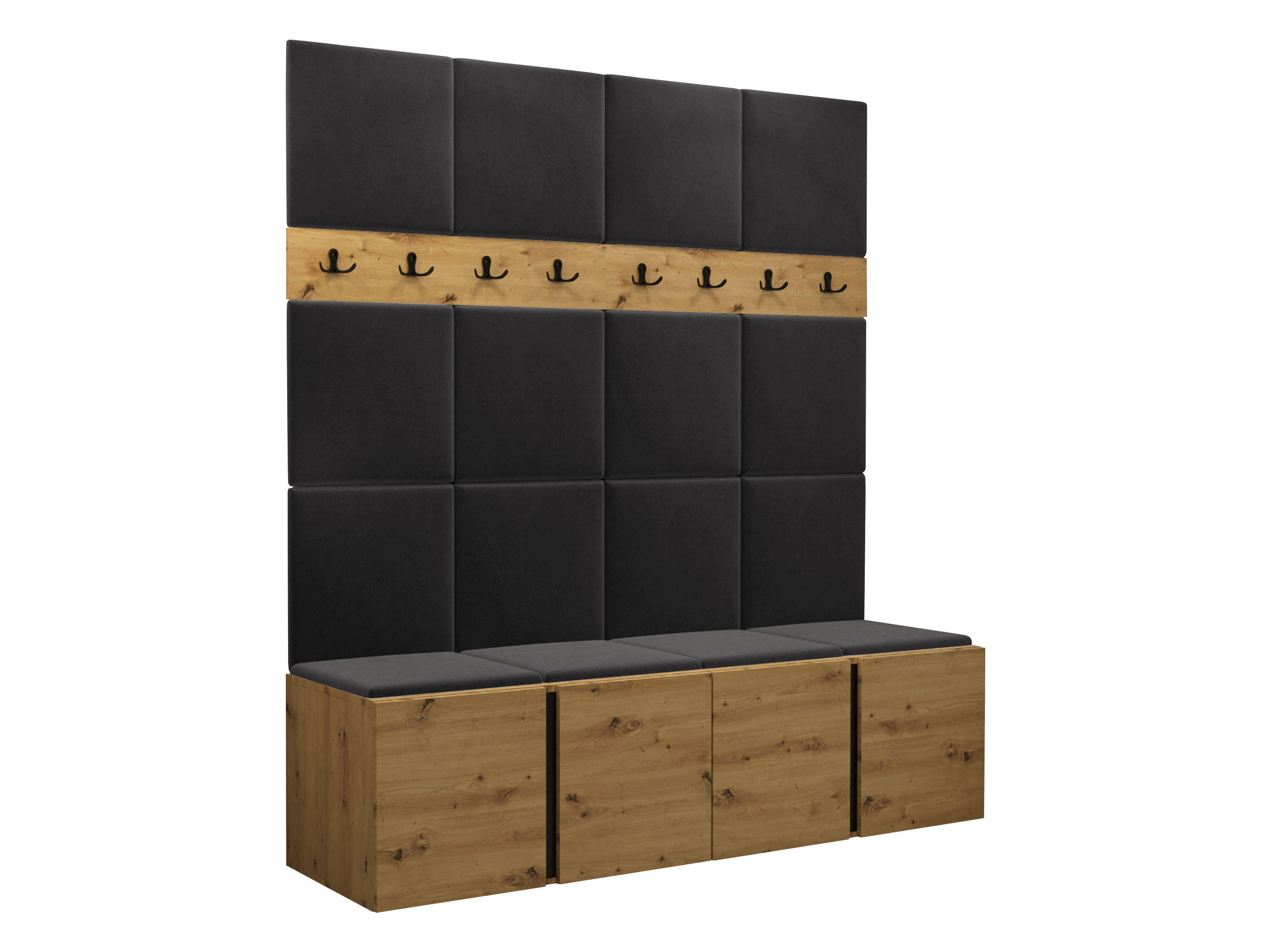 GARDEROBEN-SET Orion V - Anthrazit/Eiche Artisan, Holzwerkstoff/Kunststoff (168/186/46cm) - MIRJAN24