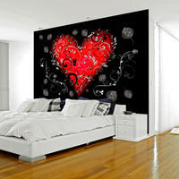 VLIESTAPETE Schwarz 400/280 cm - Rot/Schwarz, Textil (400/1cm) - KUNSTLOFT