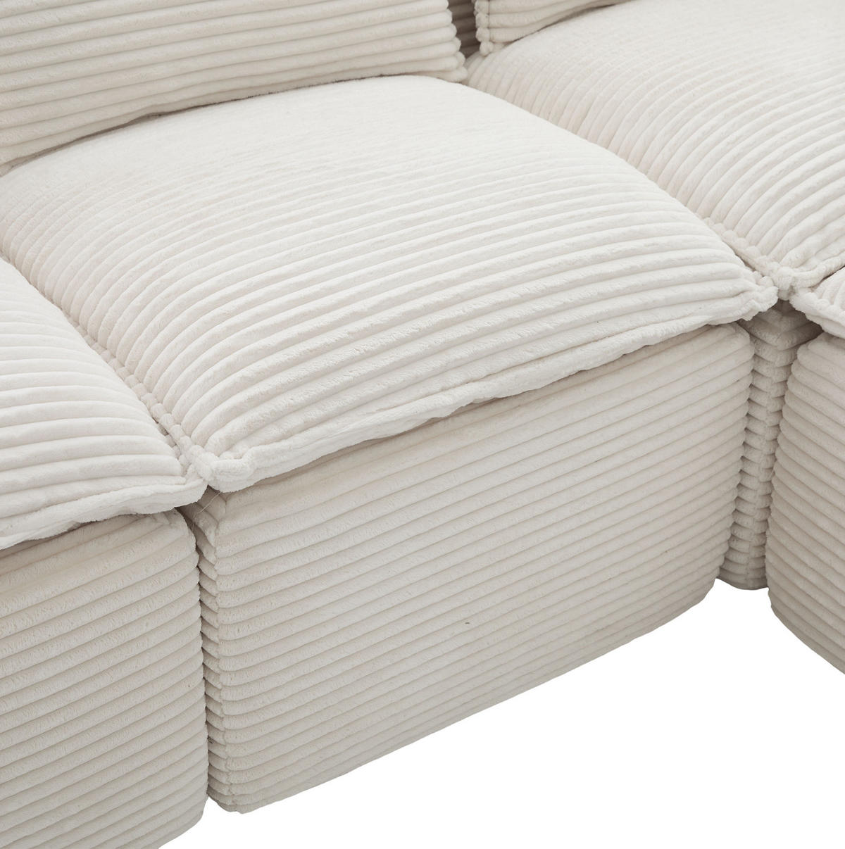 SOFA modular 322 x 161 cm Cord Beige 4-Sitzer mit 2 Fußhockern - Beige, Kunststoff (161/75/256cm) - Meubliv