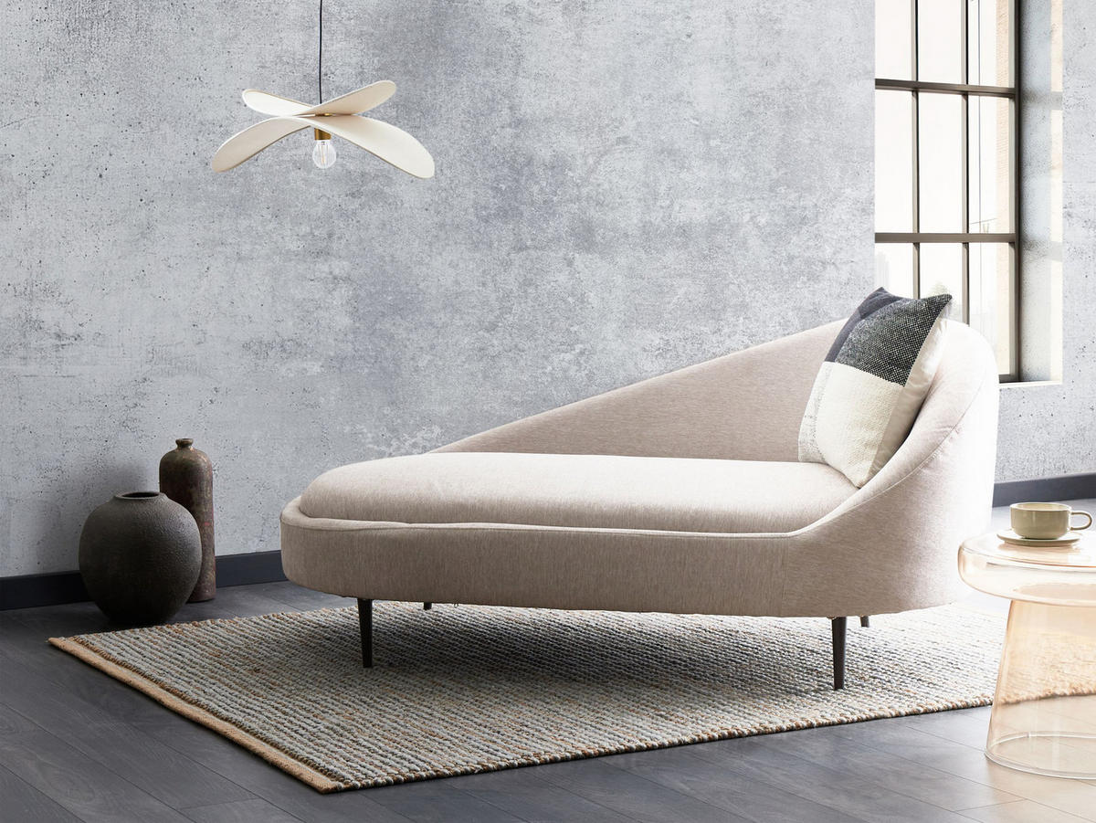 CHAISELONGUE-RECHTSSEITIGE Beige Valreas - Taupe/Schwarz, Textil (151/74/80cm) - Beliani
