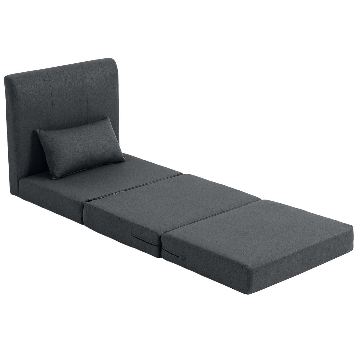 SCHLAFSESSEL DE-06578 klappbares Sofa-Bett, Leinenstruktur Dunkelgrau - Dunkelgrau, Holz/Textil (75/74/80cm) - ComfortXL