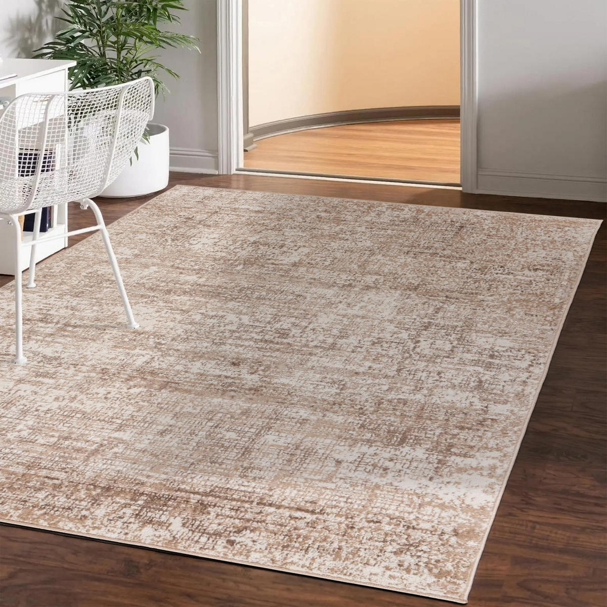 TEPPICH Beige Creme abstrakt - 140 x 200 cm - Blau/Beige, Textil (140/200cm) - Mazovia