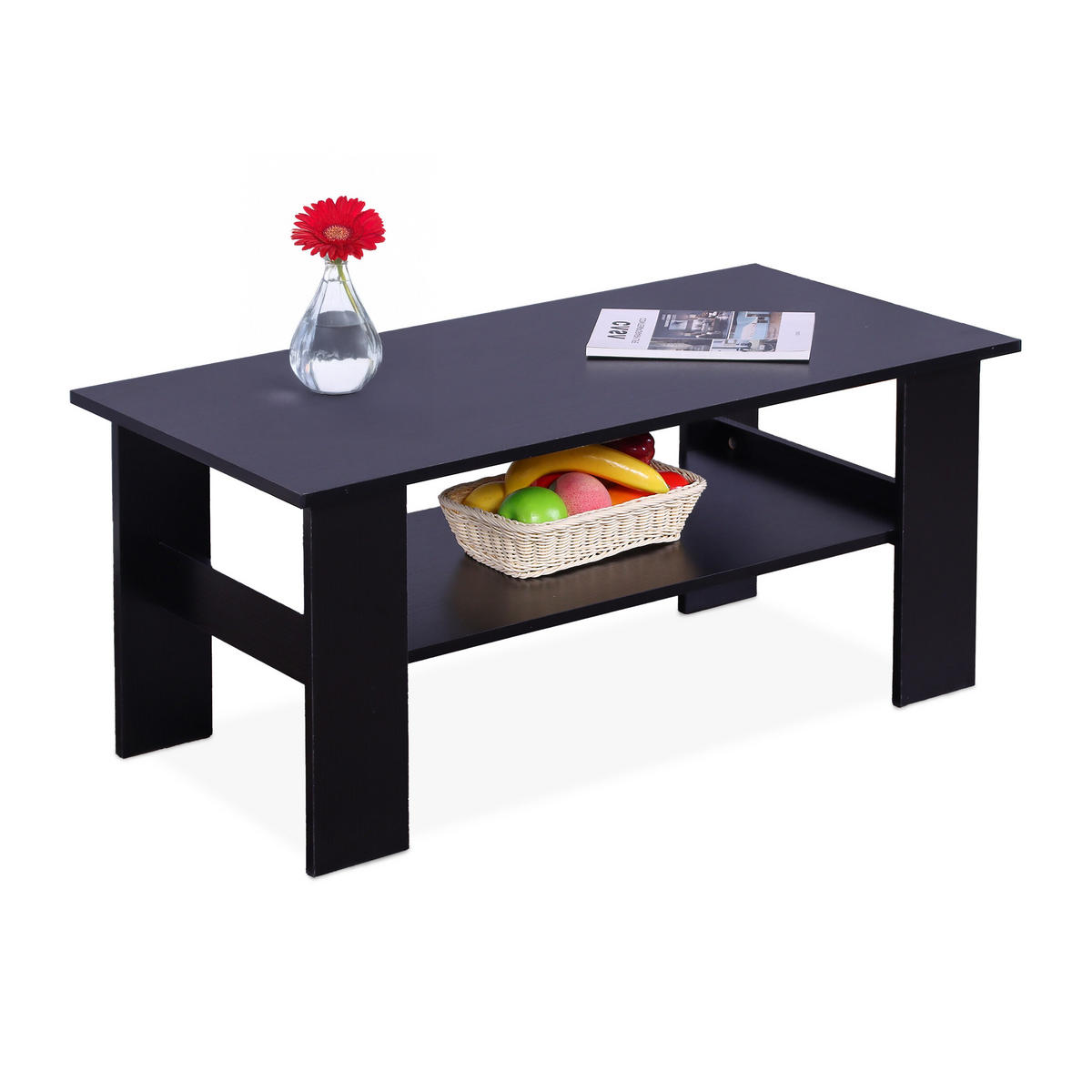 COUCHTISCH - Schwarz, Holzwerkstoff (50/100/43.5cm) - Relaxdays