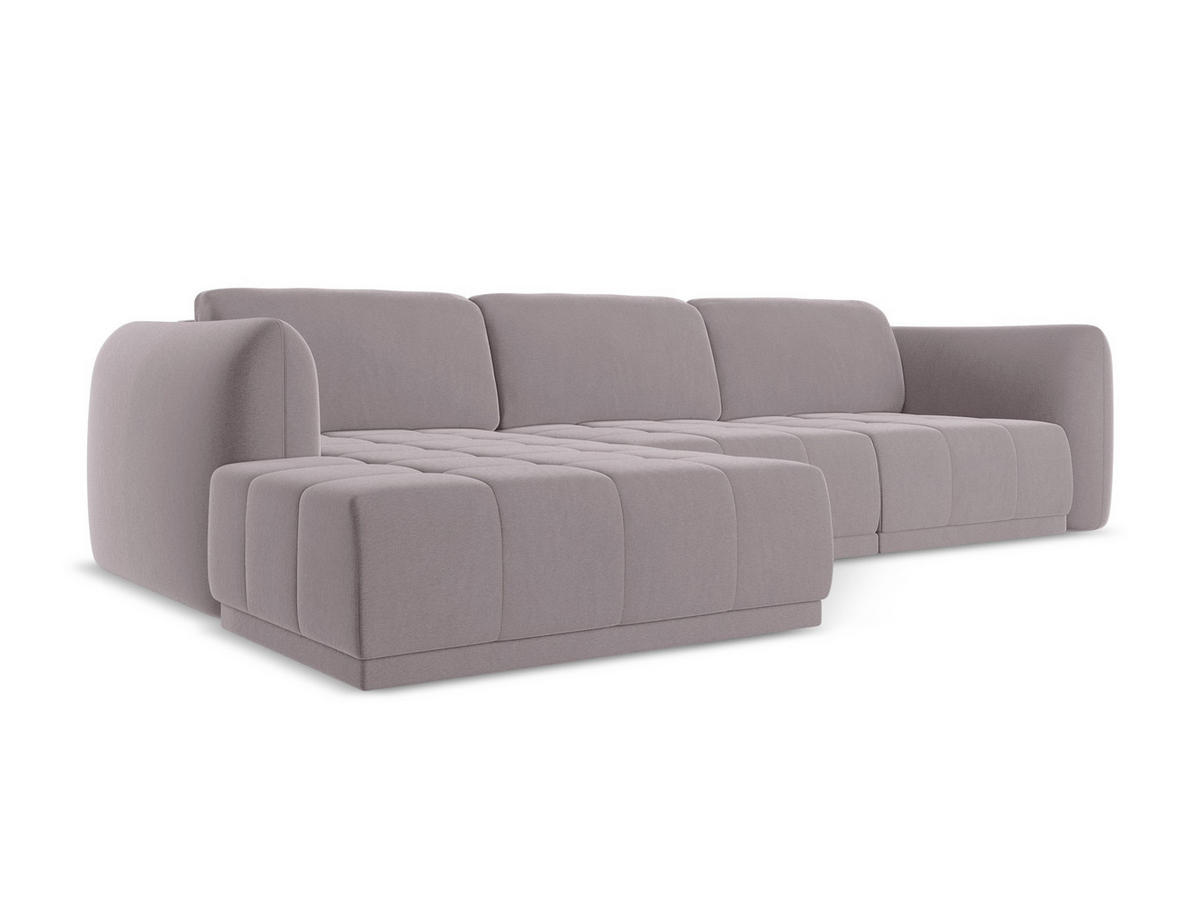 ECKSOFA Links Samt Stoff Violett - Lila/Flieder, Kunststoff/Textil (170/290cm) - Makamii