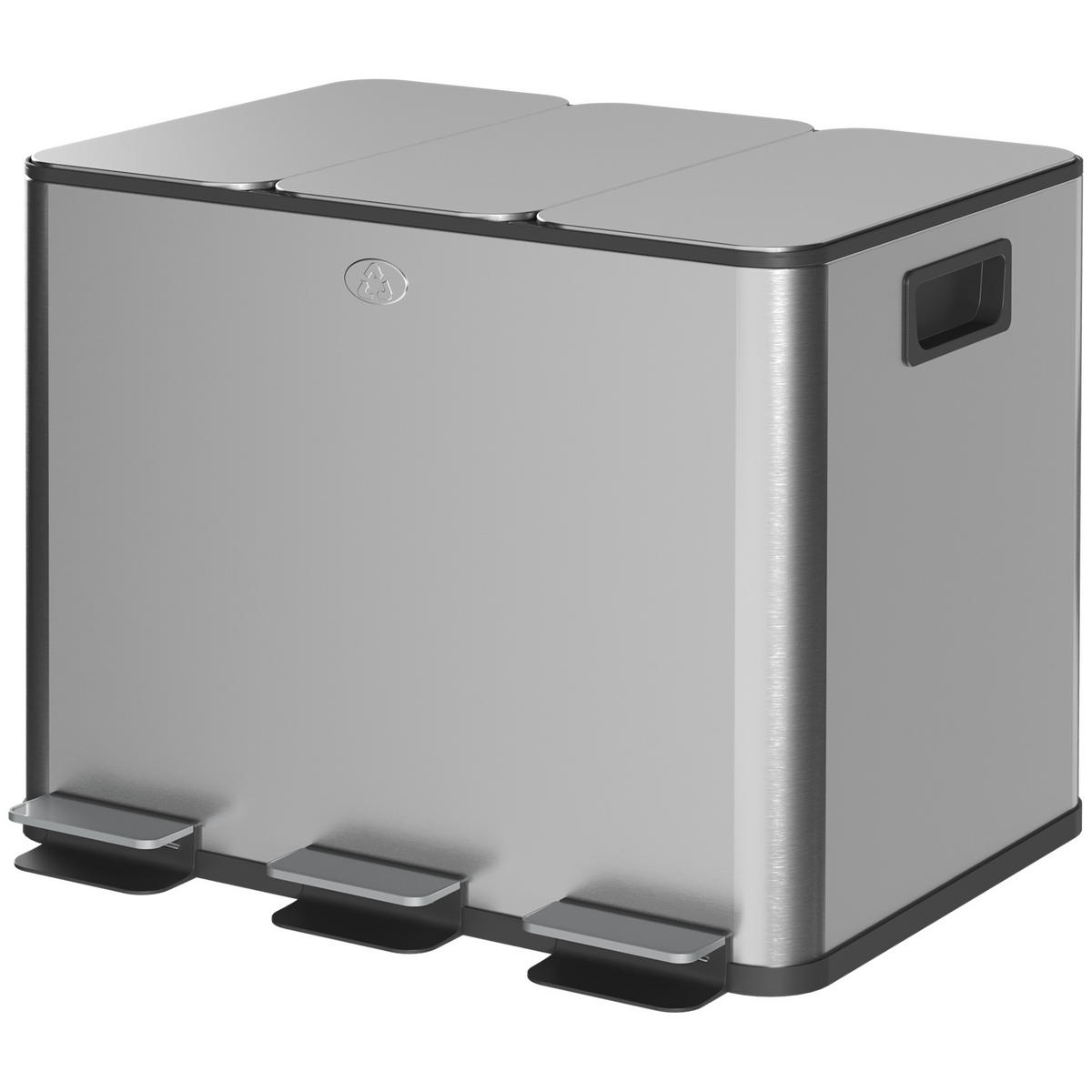 MÜLLEIMER DE-08906 3x20 L Fächer, Soft-Close mit Deodorant-Deckel Silber - Silberfarben, Metall (36.6/56.7/61.9cm) - ComfortXL