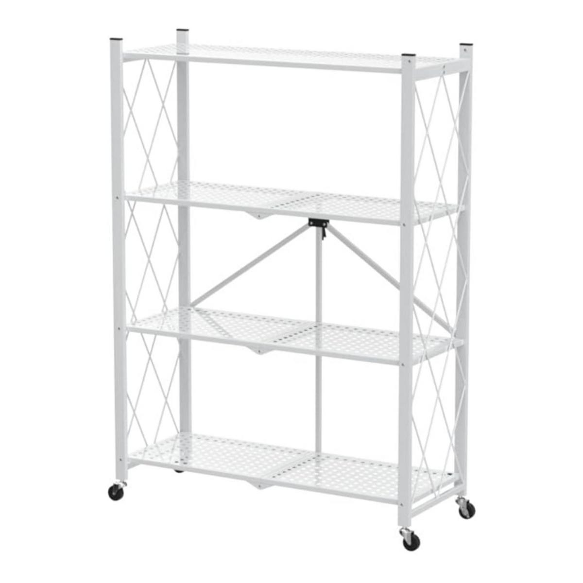 KLAPPREGAL auf Rollen 4 Fachböden Belastbarkeit 200kg 127x72x34 cm Weiß - Weiß, Metall (72/127/34cm) - PROREGAL