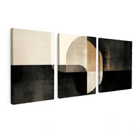 OBRAZ NA PLÁTNĚ 3dílná sada Tvary - abstraktní - zlaté 180x80 cm - černá, textil (180/80cm) - MuchoWow