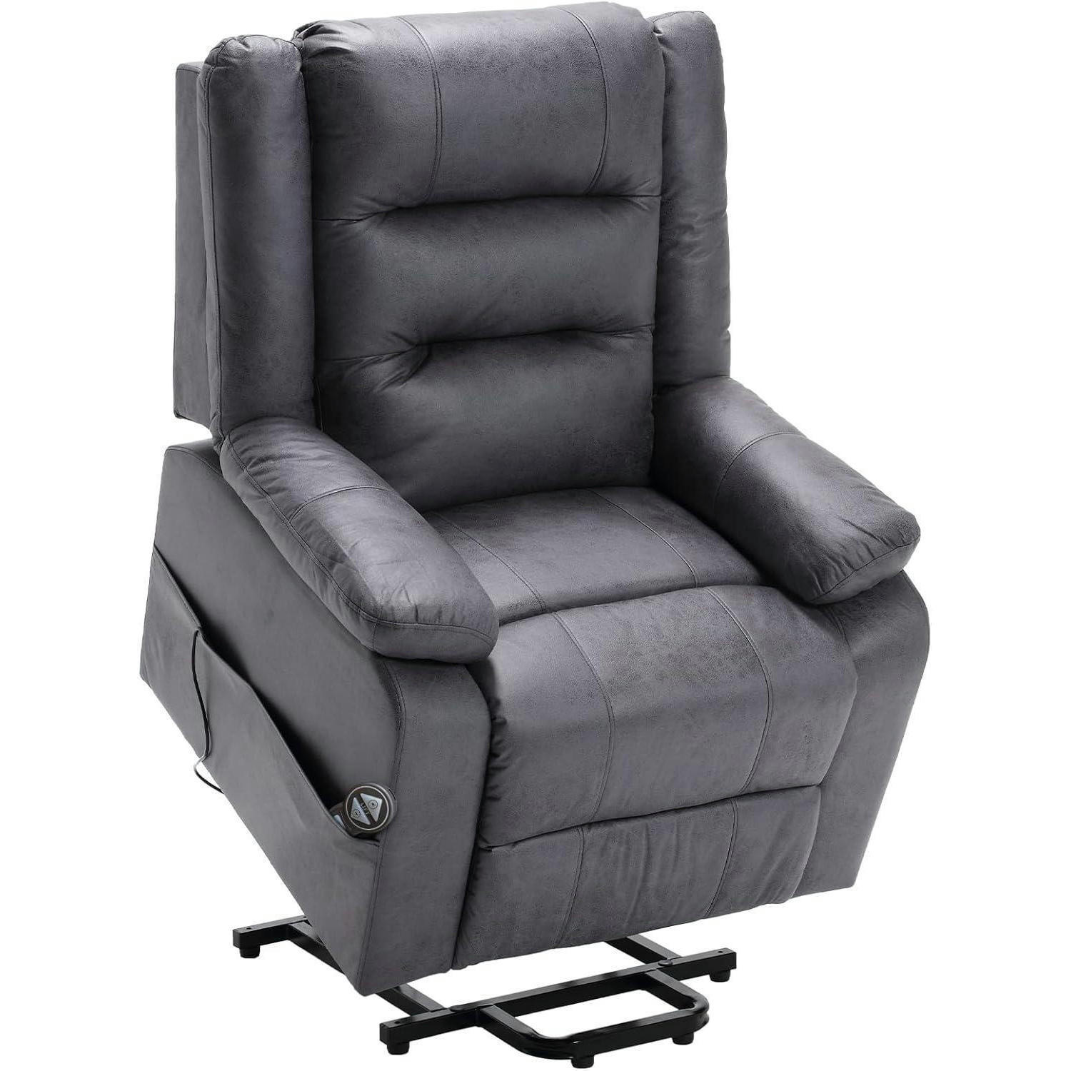FERNSEHSESSEL mit Aufstehhilfe und Massagefunktion Dunkelgrau - Grau, Kunststoff (84/137/164cm)