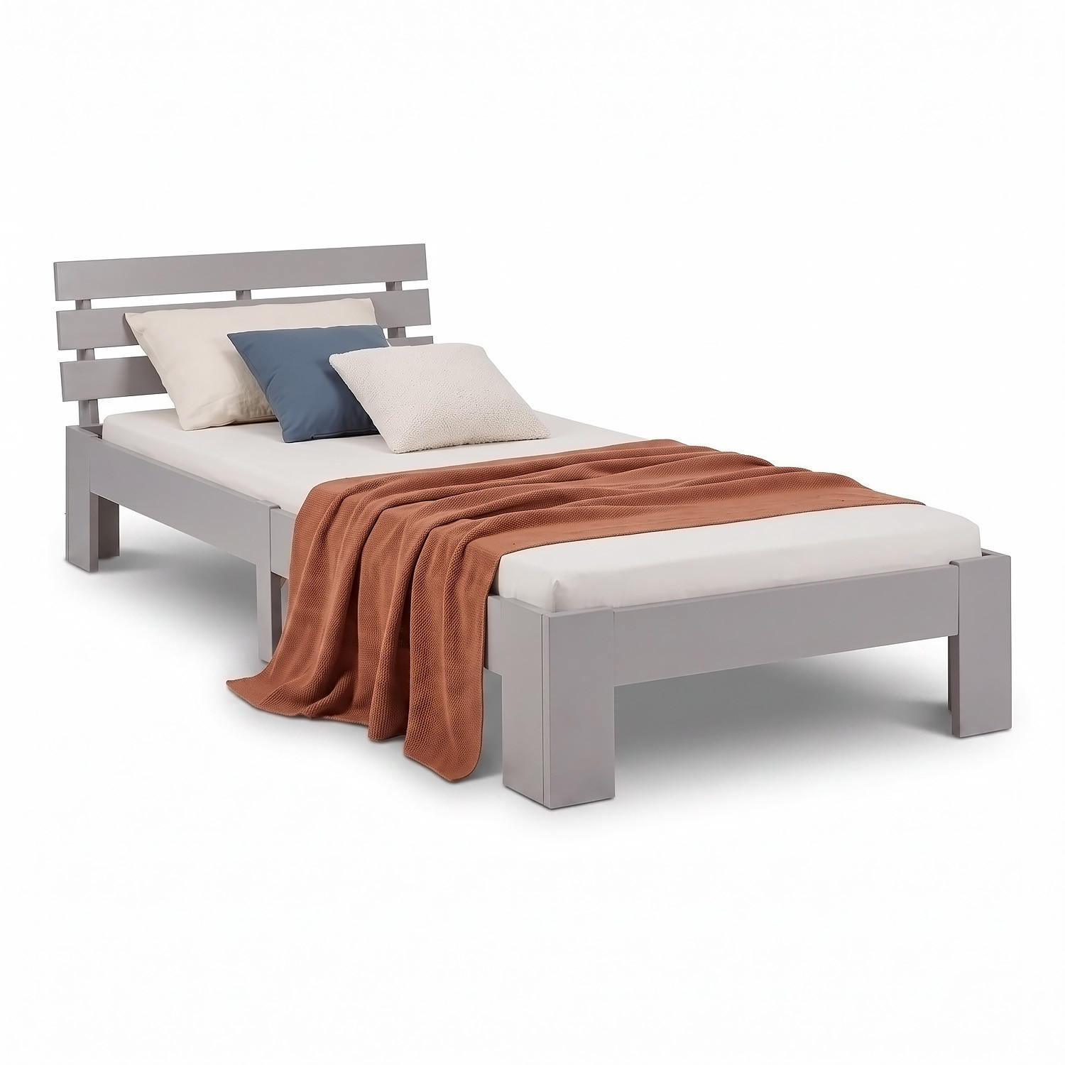 HOLZBETT 90/200 cm mit Lattenrost grau - Grau, Holz (90/200cm) - Homestyle4u