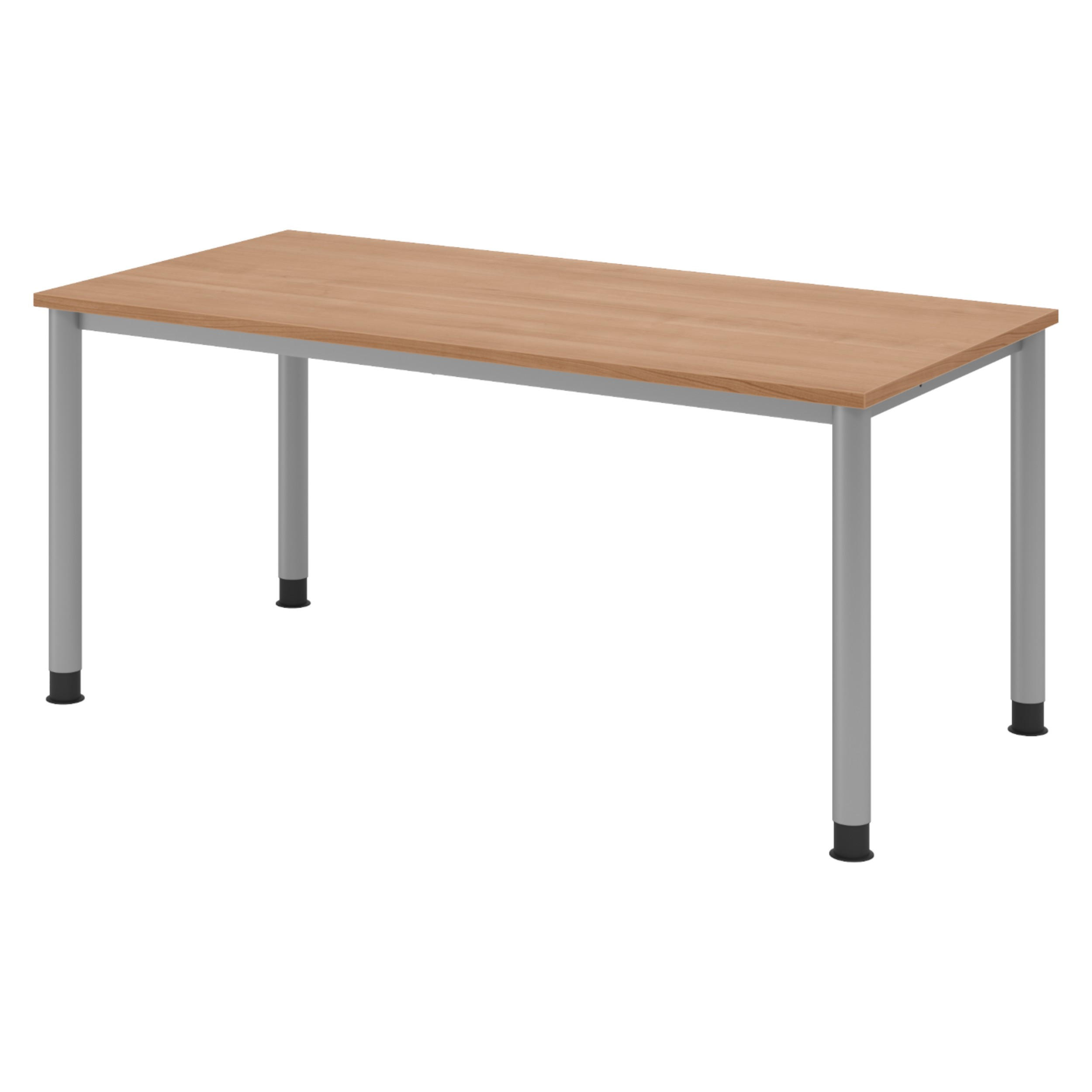 SCHREIBTISCH Serie-H Gestell: Silber 80/160/74 cm in Nussbaumfarben - Nussbaumfarben, Holzwerkstoff (80/160/74cm) - bümö