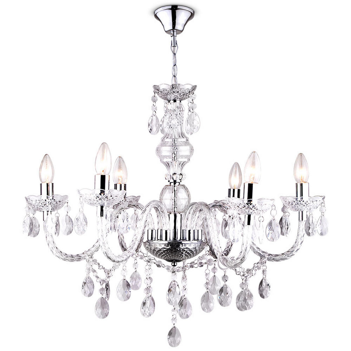 KRONLEUCHTER in verschiedenen Ausführungen - Weiß, Metall (67/67/166cm) - Globo Lighting