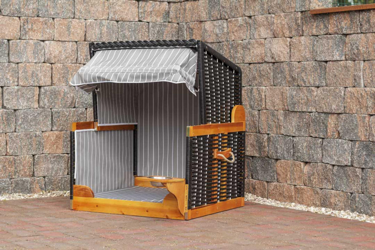 HUNDESTRANDKORB - Schwarz/Braun, Metall (80/95/65cm) - Mr. Deko