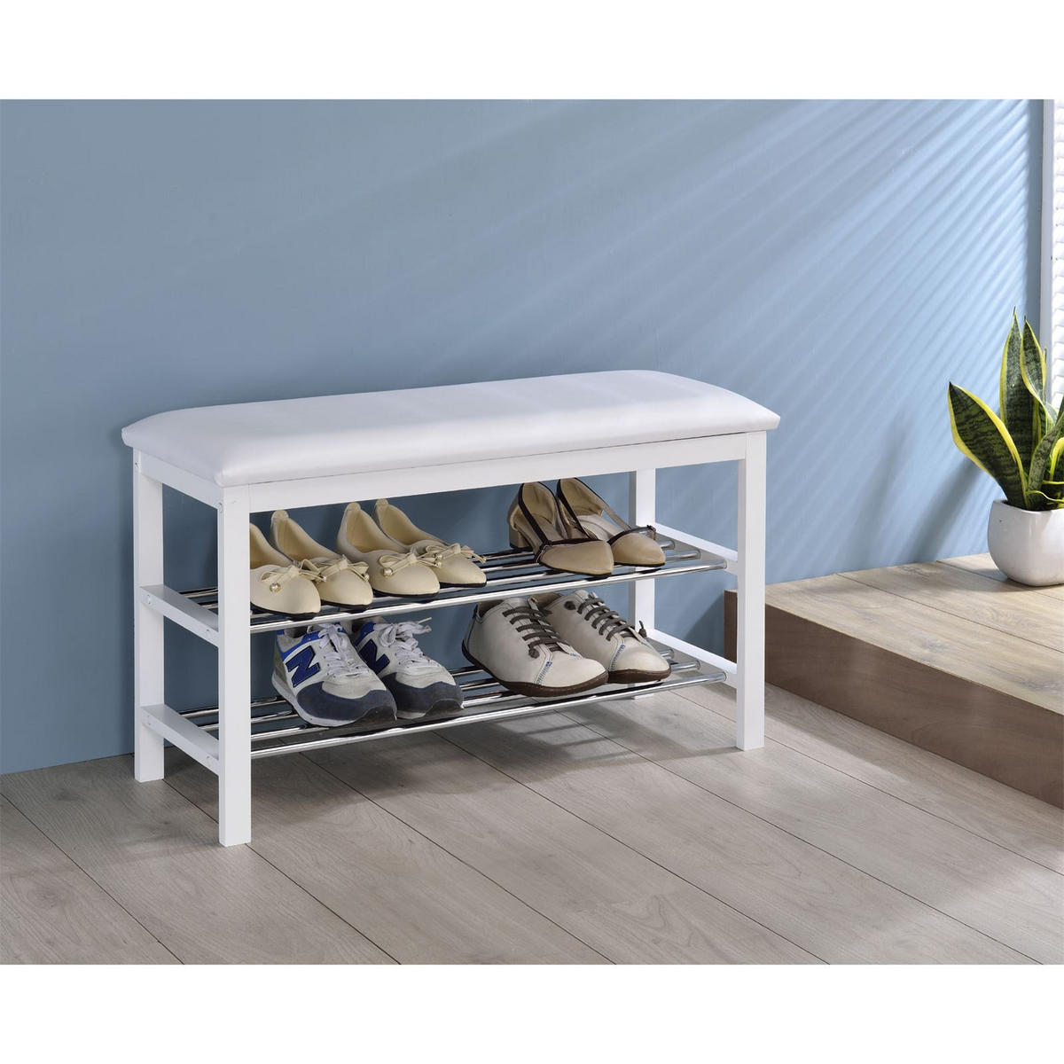 SITZBANK SANA - Weiß, Holz/Textil (81/49/31cm) - IDIMEX