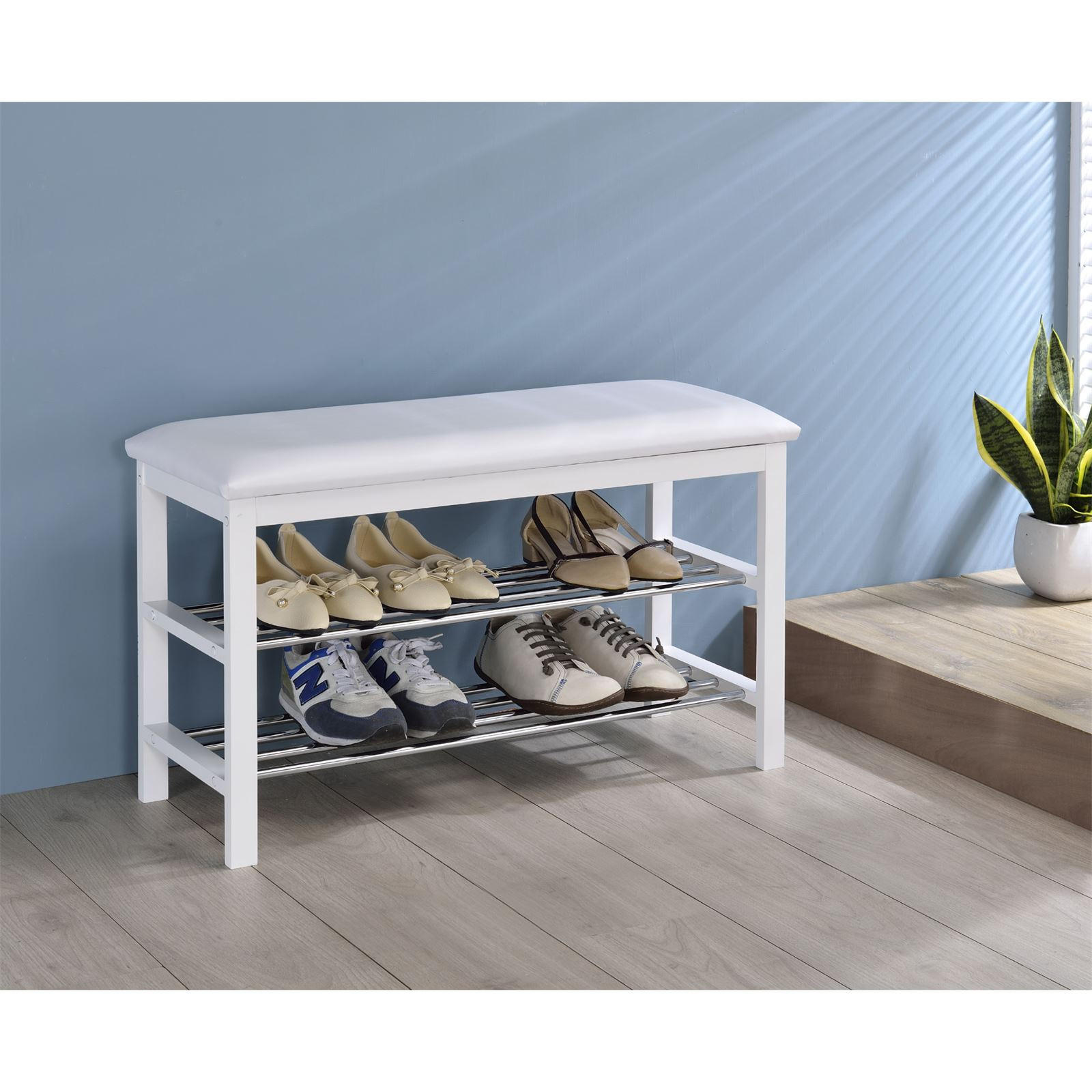 Thumbnail - Idimex Sitzbank, Weiß, Textil, Holz, Mode, 81x49x31 cm, Garderobe, Garderobenbänke, Schuhbänke