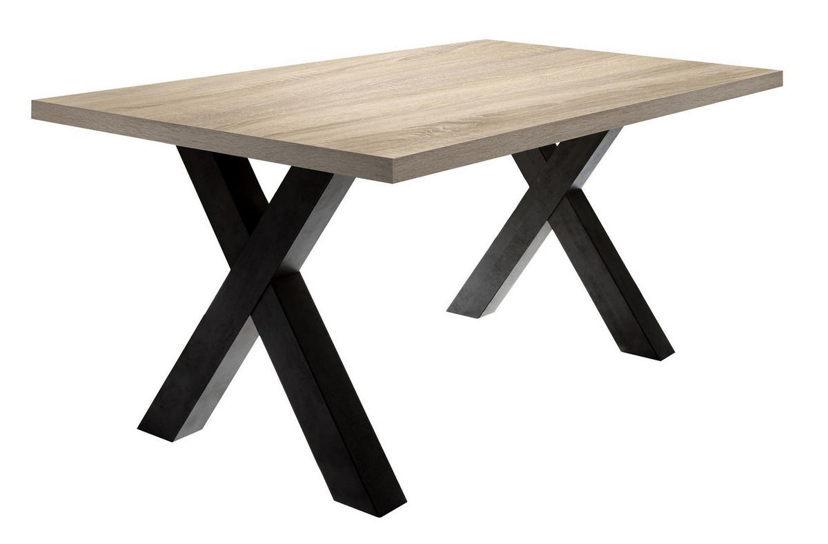 ESSZIMMERTISCH Eike 8 140 x 90 x 75 Esstisch Schwarzstahl/Eiche Sägerau - Hellbraun, Holz (140/90/75cm) - 58aufmkessel