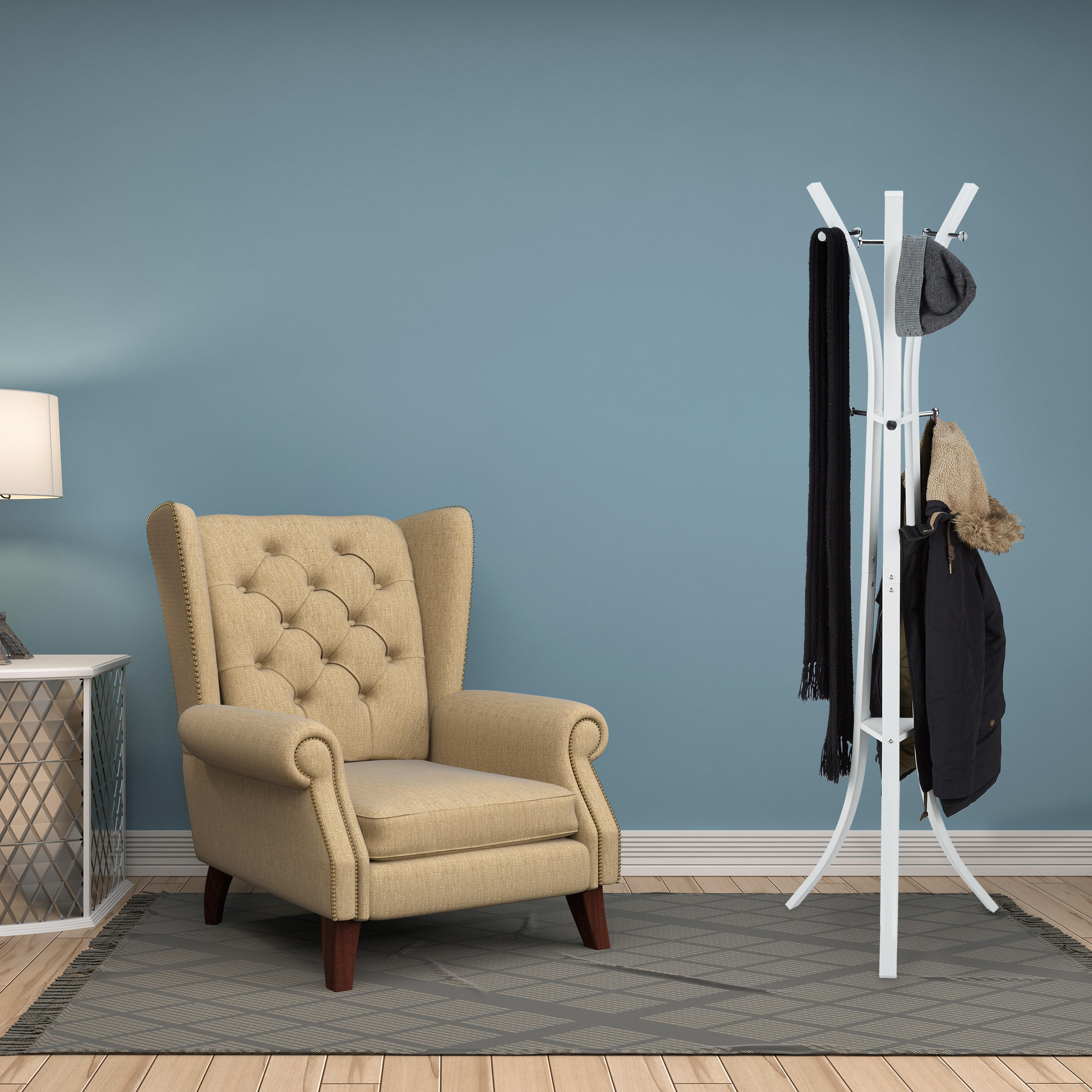 GARDEROBENSTÄNDER - Weiß, Metall (55/175/55cm) - Relaxdays