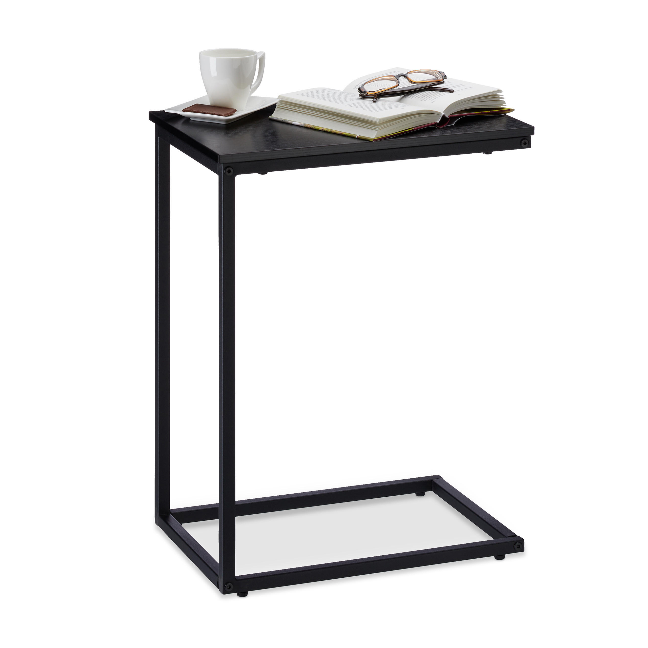 BEISTELLTISCH - Schwarz, Holzwerkstoff/Metall (45/30/61cm) - Relaxdays