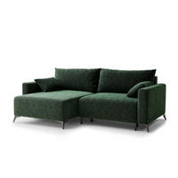 ECKSOFA MIT SCHLAFFUNKTION Leon Dunkelgrün Chenille-Stoff - Dunkelgrün/Schwarz, Holz/Holzwerkstoff (148/239cm) - Maison de Reve