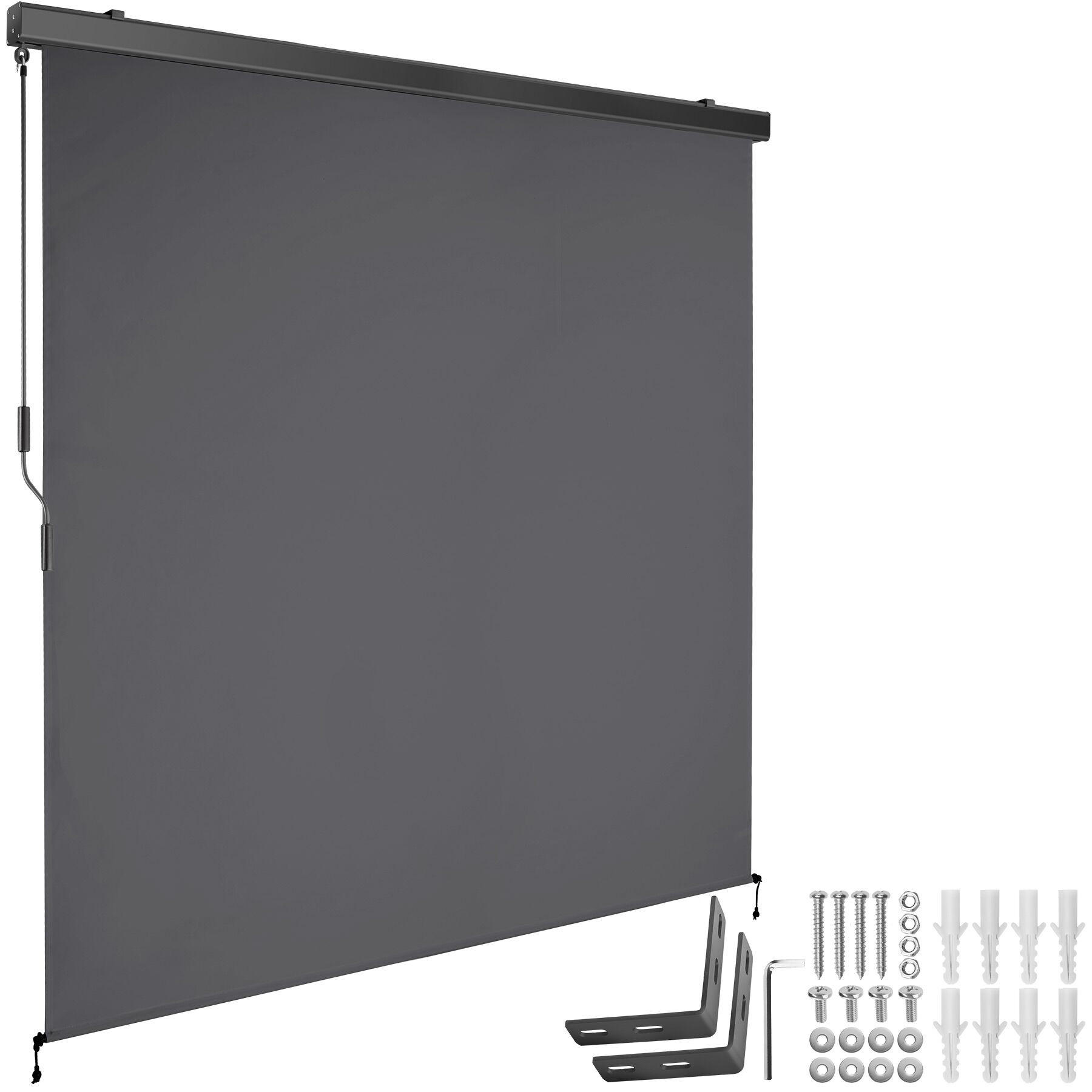 SENKRECHTMARKISE Eloise,inkl. Wandhaltern,dunkelgrau - Dunkelgrau, Kunststoff (180/250cm) - tectake