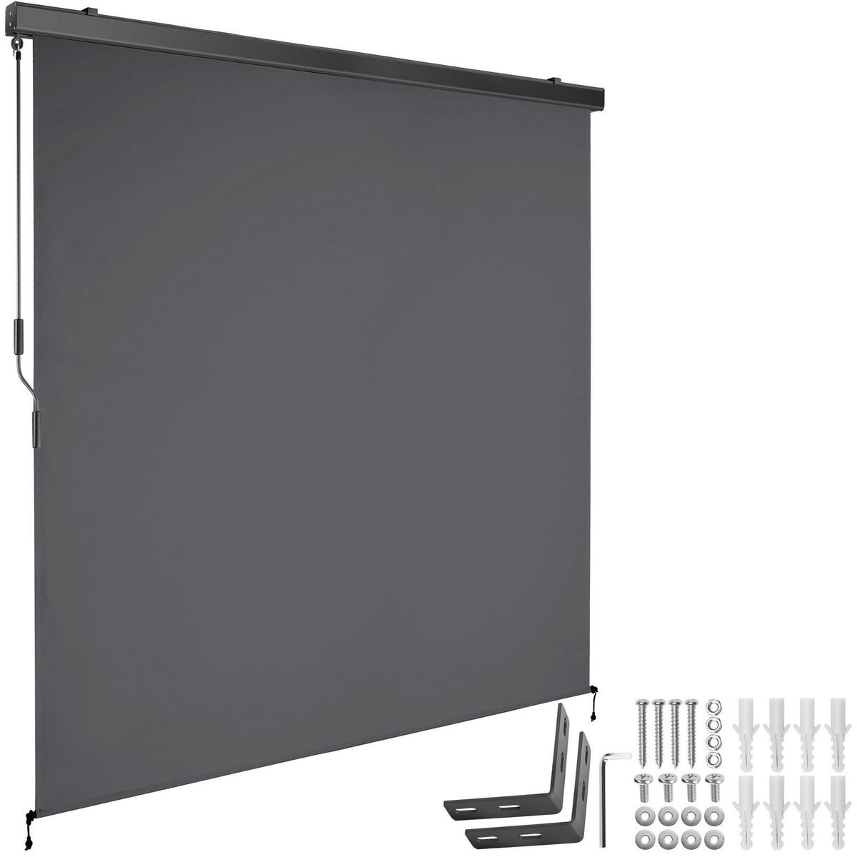 SENKRECHTMARKISE Eloise,inkl. Wandhaltern,dunkelgrau - Dunkelgrau, Kunststoff (180/250cm) - tectake
