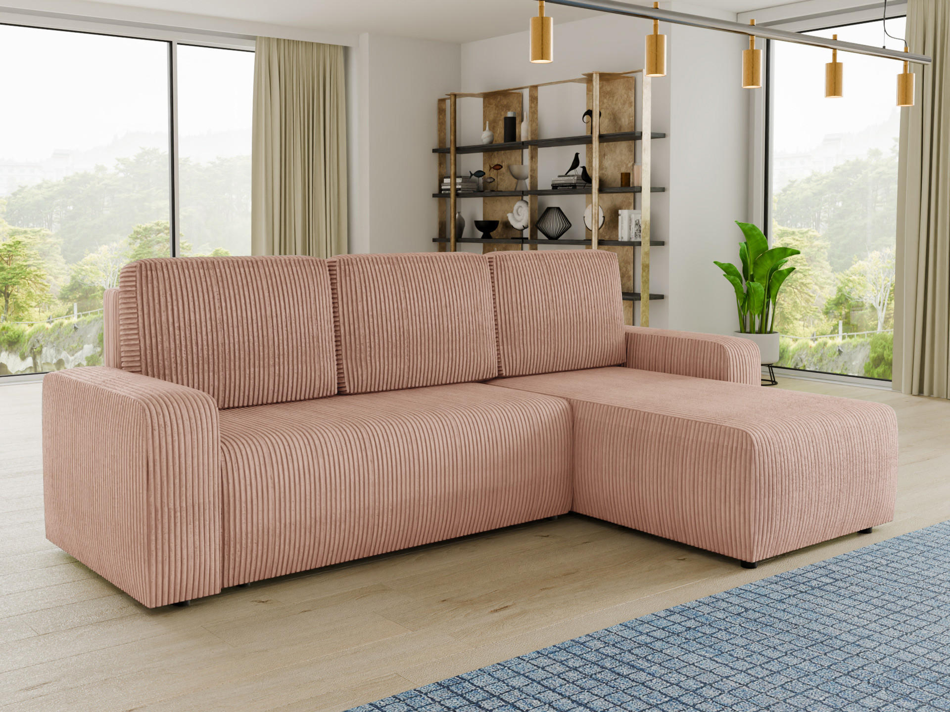 ECKSOFA Roma L - Rosa, Holz/Textil (236/150cm) - Sofnet