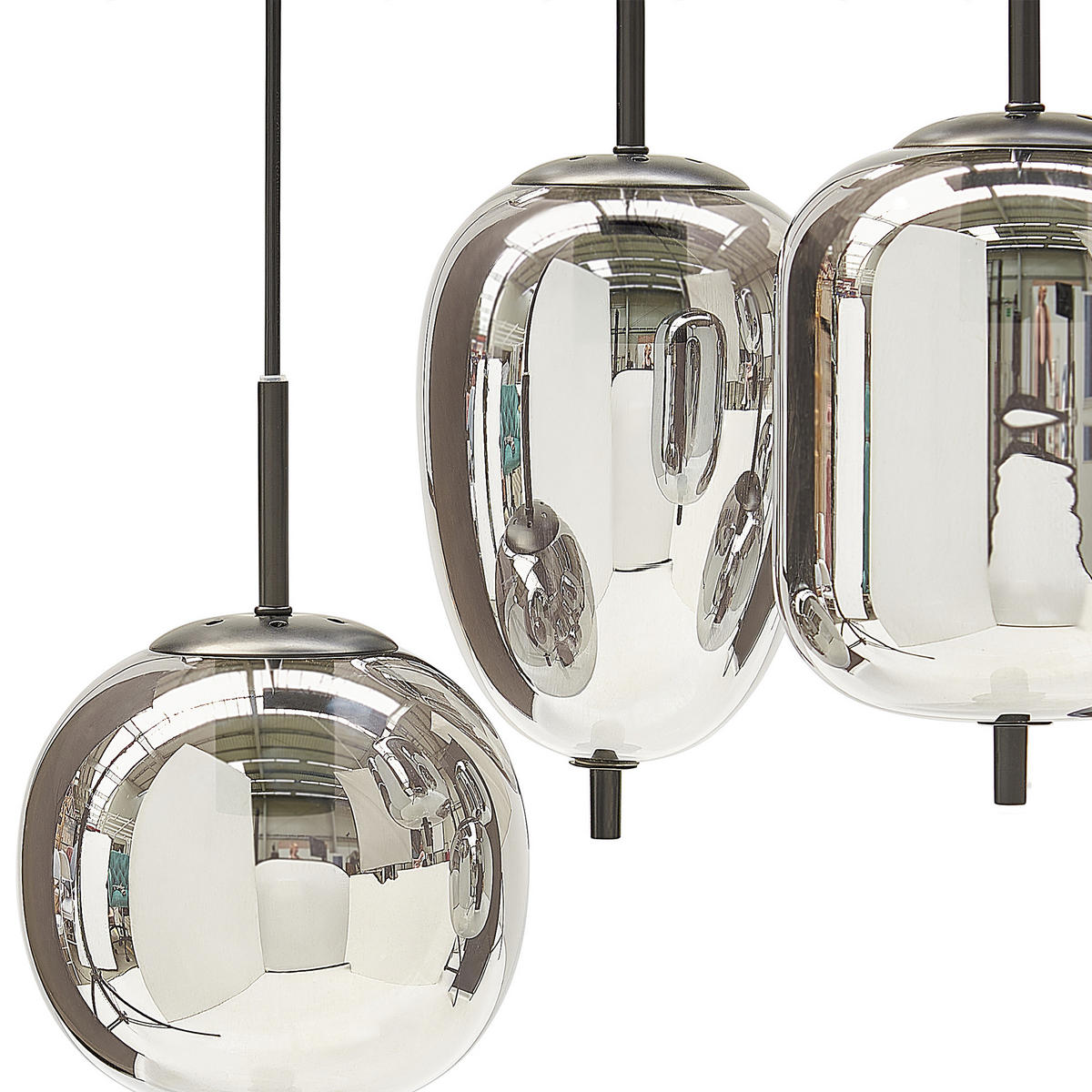 PENDELLEUCHTE Tarlo 90x35x122 cm - Silberfarben, Glas (35/90/122cm) - Beliani