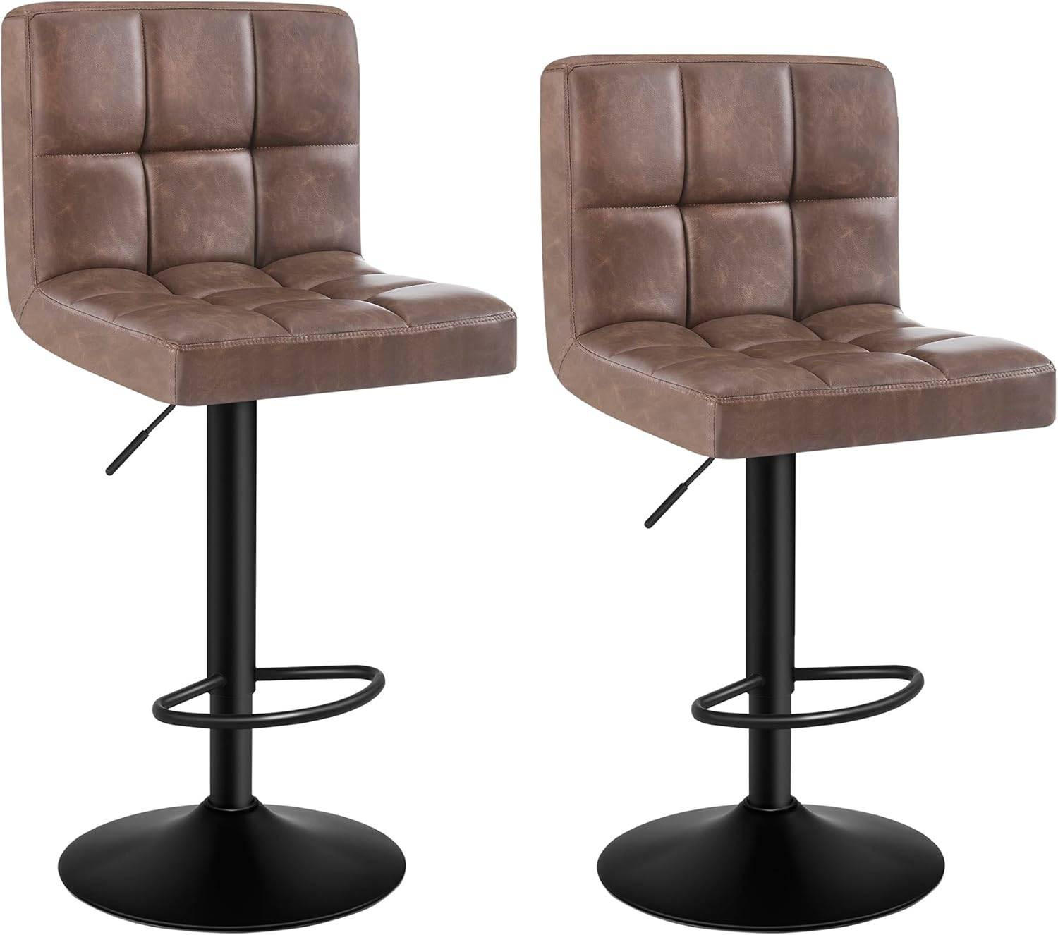 BARHOCKER 2er Set, Kunstleder in Antiklederoptik, Stahl - Dunkelbraun, Metall (44/114/39cm) - Woltu