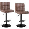 BARHOCKER 2er Set, Kunstleder in Antiklederoptik, Stahl - Dunkelbraun, Metall (44/114/39cm) - Woltu