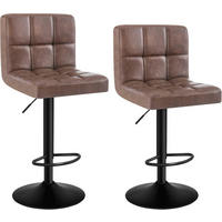 BARHOCKER 2er Set, Kunstleder in Antiklederoptik, Stahl - Dunkelbraun, Metall (44/114/39cm) - Woltu