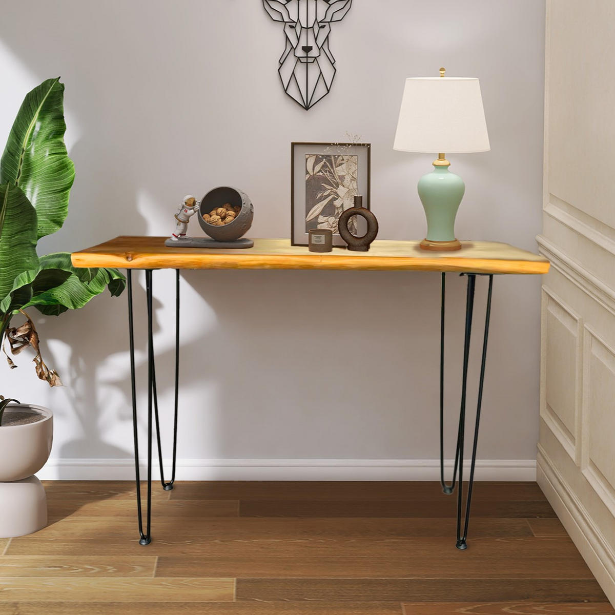 COUCHTISCH 108/37,5/76 cm natur aus Massivholz mit Hairpin-Beinen - Braun, Holzwerkstoff (108/37.5/76cm) - OKWISH