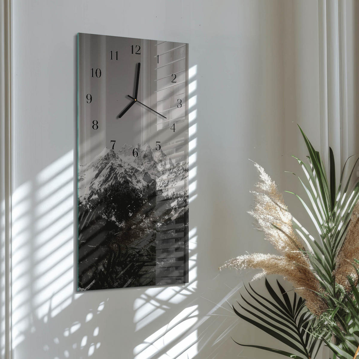 WANDUHR 60x30 cm - Stadt Prag - Grau, Glas (30/60/0.4cm) - TULUP