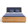 MASSIVHOLZBETT Aura Tilt aus Eiche mit Bettkasten 200x220 cm, Storm 77 (Blau) - Blau/Eichefarben, Holz (200/220cm) - Danzz