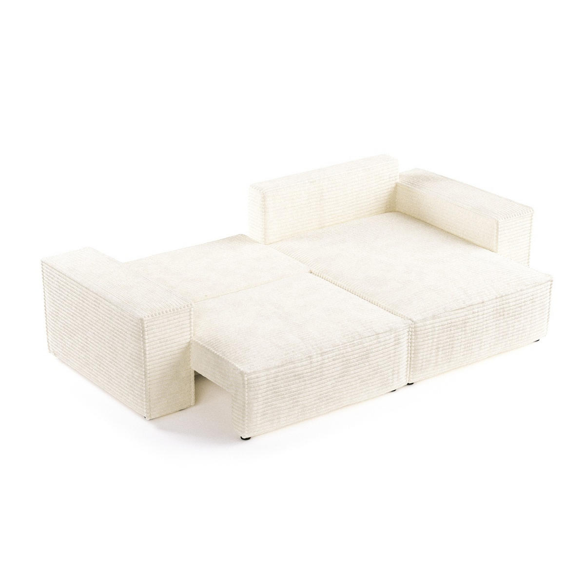 ROHOVÁ SEDAČKA CAVO, textil, Krémová - černá/krémová, dřevo/kompozitní dřevo (255/148cm) - AltaBeds