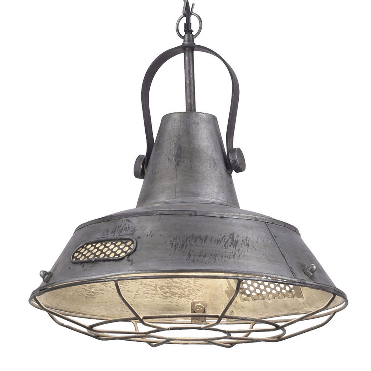 LED HÄNGELEUCHTE Metall Silber Industrie Laterne - Silberfarben, Metall (38/38/120cm)