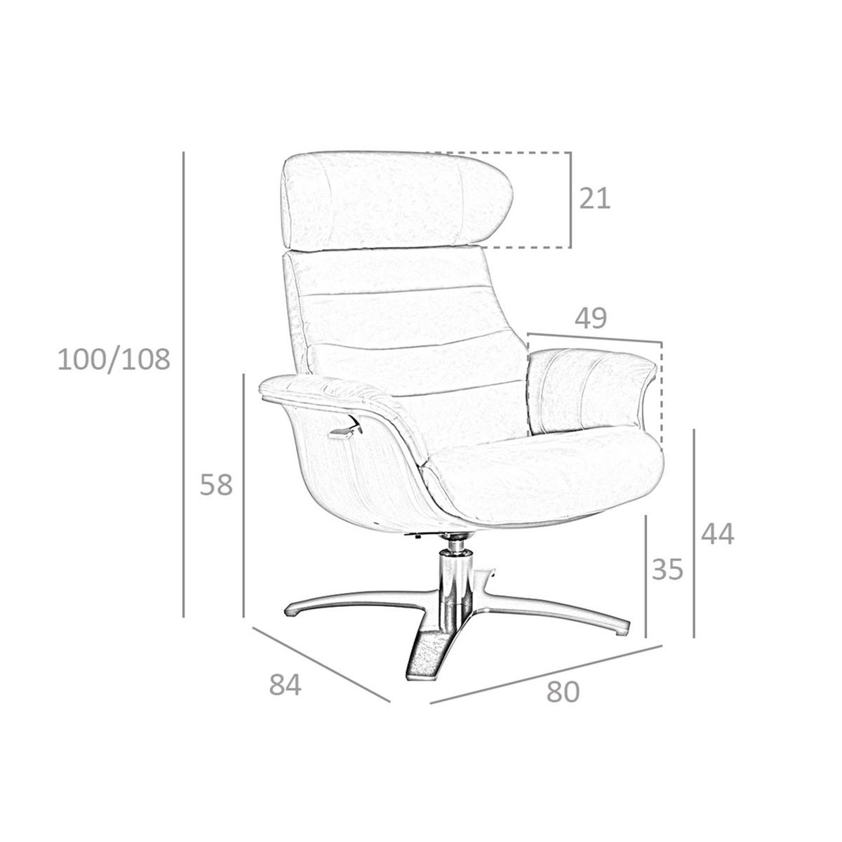 DREHSESSEL aus schokoladenbraunem Leder - Kastanienfarben/Dunkelbraun, Leder/Metall (80/100/84cm) - ANGEL CERDA