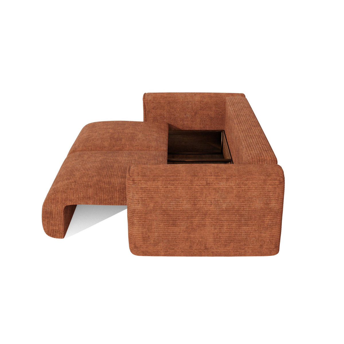 SCHLAFSOFA mit Stauraum COMO Cord Terrakotta 254cm - Dunkelorange/Terracotta, Textil (254/78/95cm) - Premium Interiors