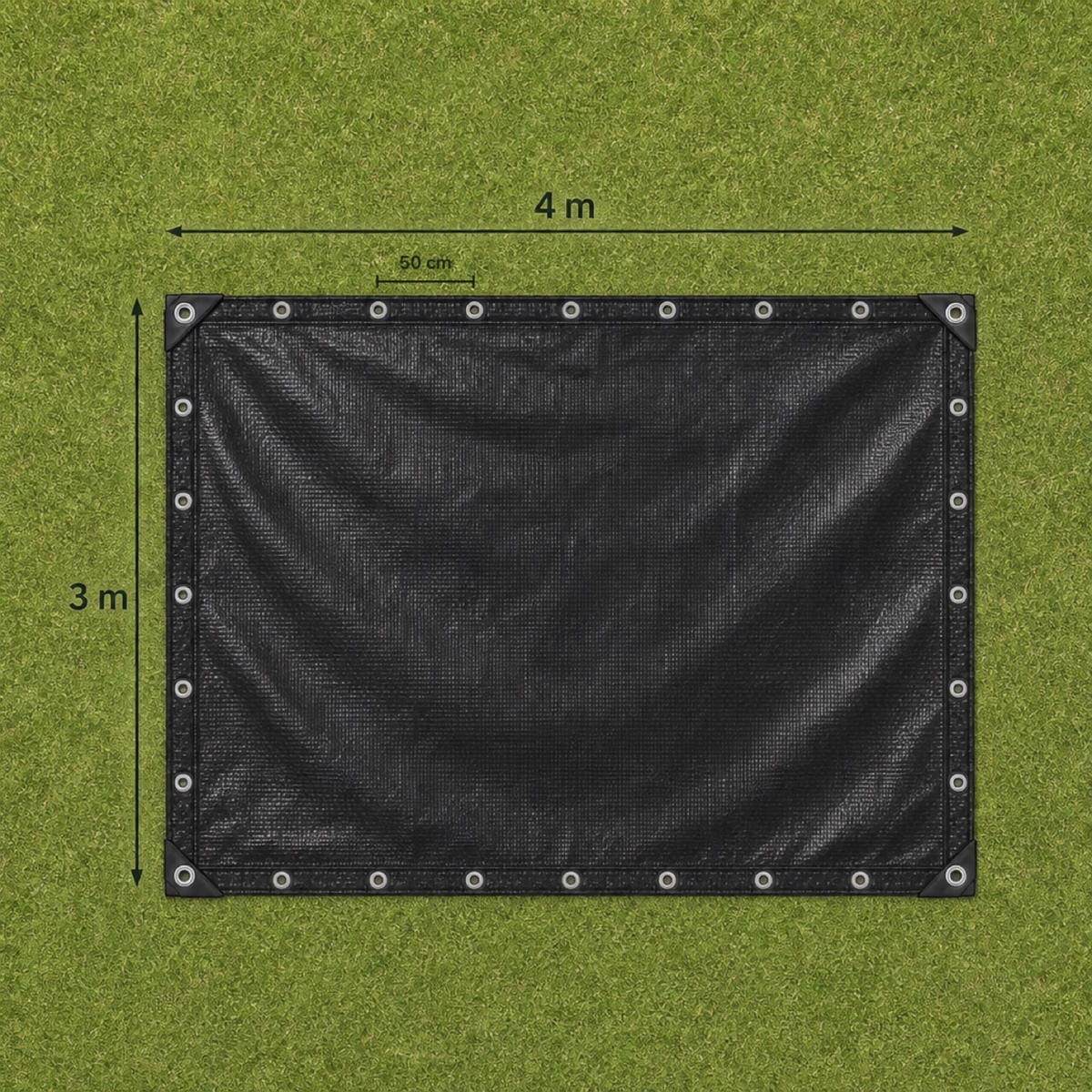 PRELATĂ Neagră impermeabilă 3x4 m - negru, material plastic (400/300/0.1cm) - Relaxdays