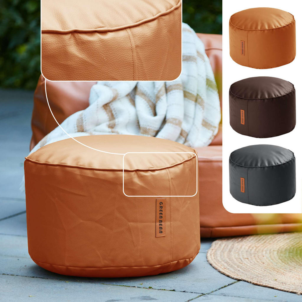 Thumbnail - Green Bean Sitzsack-Hocker, Cognac, Textil, Füllung: Styroporkugeln, Rund, 43x30x30 cm, Hergestellt in Deutschland, Wohn...